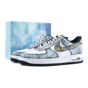 Кроссовки Air Force 1 The Art Of Dragon Seeking, износостойкие, низкие, для скейтбординга, унисекс, серо-золотые Nike, Gray Gold (Special Shopping Bag)