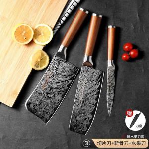 Plys Набор кухонных ножей: японский шеф-нож с дамасским узором, топорик для овощей и мяса, профессиональные ножи для шеф-поваров