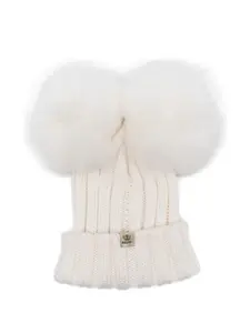 Шапка в рубчик с помпоном Cuffie Regina, белый