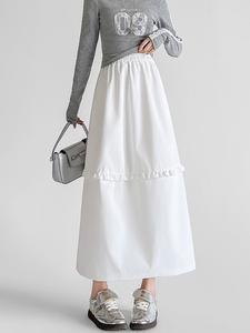 Длинная юбка с оборками и рюшами, женская юбка Doux Belle, цвет White