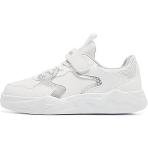 Детские противоскользящие износостойкие низкие кроссовки для скейтбординга QIAODAN, белый/серебряный