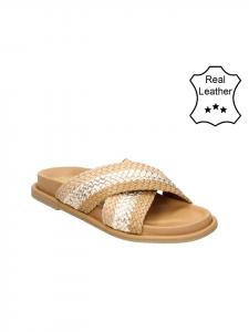 Bullboxer Кожаные домашние тапочки бежево-светло-коричневого цвета