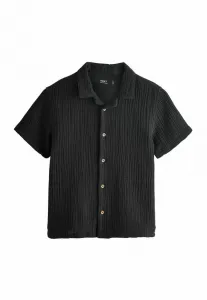 Рубашка стандартного кроя с коротким рукавом и отложным воротником. Next, Black