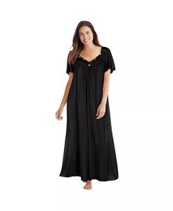 Только необходимое женское длинное шелковистое платье с кружевной отделкой больших размеров Only Neccessities, черный