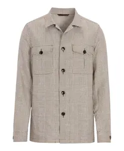 Бежевая клетчатая рубашка, стандартный крой Oscar Jacobson, коричневый