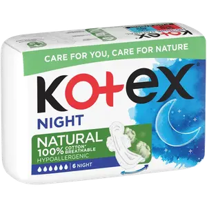 Ночные гигиенические прокладки, 6 шт./1 упаковка. Kotex Natural eve single