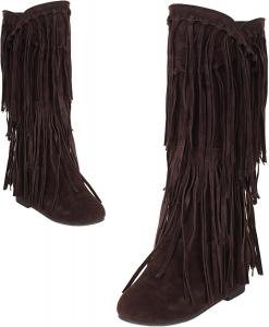 Generic Женские вестерн-сапоги с бахромой, модные сапоги до колена с скрытым каблуком, на пуговицах, с невысоким каблуком, внутренним увеличением роста, мокасины-ботильоны, осень-зима, для улицы, платьевых, сапоги до середины икры