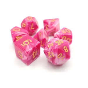 Комплект Poly Set Розово-красный и белый с золотом (7), Acrylic-Resin Dice - Vorpal (Poly Sets)
