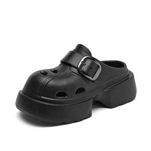 Сандалии для поездок на работу, окрашенные в темно-черный цвет, элегантные, модные, с мягкой подошвой, женские, черные La Chapelle, Black