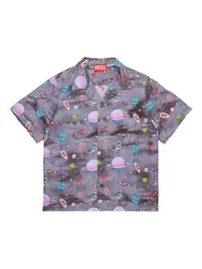 Рубашка с короткими рукавами и принтом Diesel Kids, фиолетовый