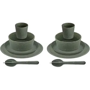 Комбинированный сервиз KOZIOL «Набор посуды, сервиз CONNECT SET HELSINKI», (набор, 10 шт.), Co² нейтральное производство, Сделано в Германии, 10 шт., на 2 персоны, цвет nature ash grey