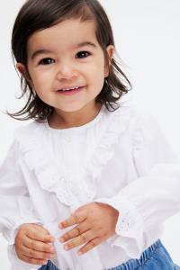 Хлопковая блузка с воланами H&M, белый