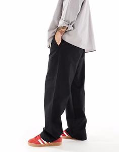 Льняные брюки ONLY & SONS свободного кроя черного цвета