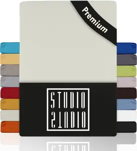 Простыня на резинке Premium 90x200 см - 100x220 см, 170 г/м², гребенной хлопок с 3% эластана, 100, простыня также подходит для высоких матрасов, пружинных кроватей и водяных кроватей высотой до 35 см - Snow STUDIO