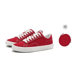 MINISO Покрытие, устойчивые к истиранию, сбалансированные, легкие и дышащие низкие скейтбордские кроссовки унисекс бело-красные [в комплекте красные шнурки]