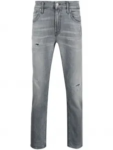 Узкие джинсы с эффектом потертости Department 5, серый