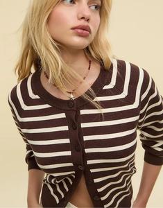 Кардиган Stradivarius Knit с пуговицами и рукавами реглан коричневого цвета