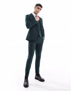 Узкие брюки ASOS DESIGN темно-зеленого цвета