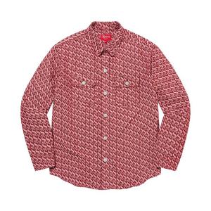 Рубашка Supreme Monogram Denim Shirt, Red