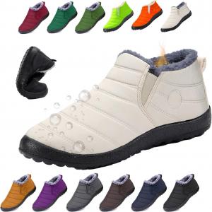Женские и мужские босые зимние ботинки, теплые ботильоны на снег, с противоскользящей подошвой, широкой носочной частью, с меховой подкладкой, кроссовки Generic, белый