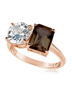 Кольцо Suzy Levian из стерлингового серебра с двумя камнями Toi et Moi Suzy Levian New York, Smoky quartz / rose gold