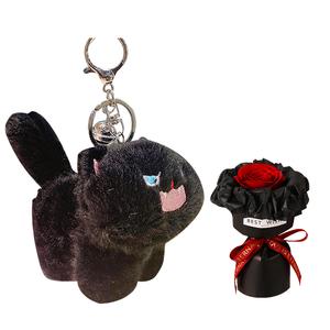 Frizzy Kitten, очаровательные куклы-брелоки с виляющим хвостом, плюшевый кулон, высота 13см Jinnew, черный/розовый