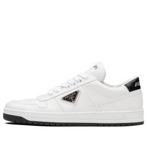 Кроссовки downtown perforated leather sneakers 'white black' Prada, белый