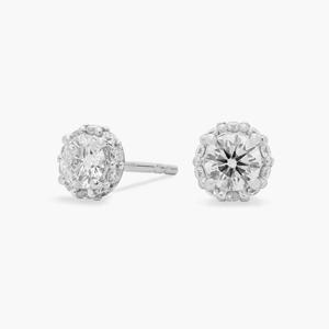 Круглые серьги-гвоздики с скрытым бриллиантом Halo из 14-каратного белого золота (3/4 карата) Blue Nile