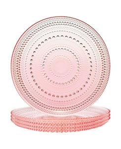 Набор из 4 цветных стеклянных тарелок с рельефным рисунком The Wine Savant, розовый