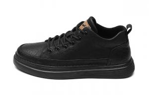 Повседневные мужские туфли на плоской подошве устойчивые к истиранию с эффектом увеличения роста низкие RED DRAGONFLY, All черный (Mid-Top Fleece-Lined)