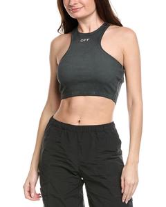 Off-White Гребной топ из ребристой ткани кремового цвета