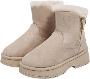 Generic Меховые ботильоны: зимние женские ботинки с меховой отделкой, боковой молнией и подошвой на платформе (черный/бежевый/коричневый)