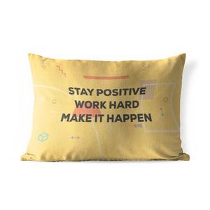 [T] Подушка для улицы MuchoWow — Оставайтесь позитивными, усердно работайте, сделайте что-нибудь из этого — Цитаты — Пословицы — 50x30 см — Устойчивость к атмосферным воздействиям — Подушка для отдыха — Чехол на подушку — Хлопчатобумажная ткань — Декорат