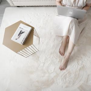 Budis Ковер 140х200 см из искусственного кроличьего меха, длинный ворс, для спальни/гостиной, светлый бежевый, минимализм