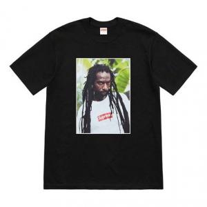 Футболка buju banton tee reggae character printing short sleeve black Supreme, черный