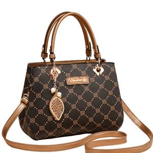 PINK·LAND Сумка-шоппер через плечо большая женская кофе золото кофе с красным, Coffee & Gold