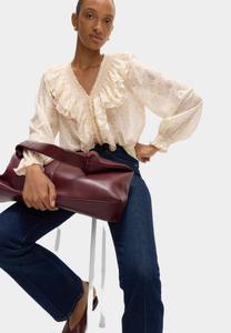 Блуза Marks & Spencer POLKA DOT V-NECK FRILL DETAIL , Peach/Apricot