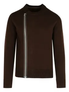 Шерстяной свитер с молниями Sacai, коричневый