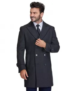 Мужское двубортное пальто из шерстяной смеси Pea Coat Dress Peacoat Braveman, серый