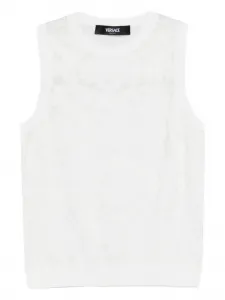Вязаный топ с кружевом Versace, белый