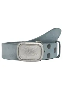 Кожаный ремень LIFEBURG by showroom 019° со сменной застежкой "Rectangle Edged Grey" Rettungsring By Showroom 019°, джинсовый