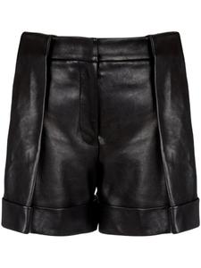 Balmain кожаные шорты со складками, черный