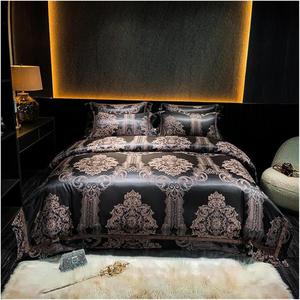 YUSIWOAL Комплект постельного белья сатиновый серо-зеленый с ажурной вышивкой в стиле бохо