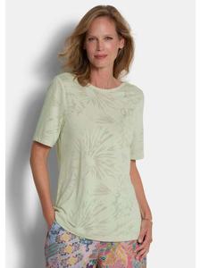 GOLDNER Укороченный размер: футболка из вискозы с выжженным узором и цветочным мотивом цвета шалфея