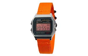 CASIO Мужские часы Retrofit Series с кварцевым механизмом и нейлоновым ремешком, черный циферблат