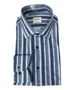 Синяя полосатая приталенная рубашка Fakts, синий