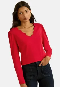 Топ с v-образным вырезом и длинными рукавами, прямого кроя. Love & Roses, Red