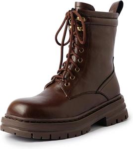 Универсальные женские ботинки до щиколотки с флисовой подкладкой, массивным каблуком, повседневные ботинки на шнуровке, снежные ботинки, стильные и универсальные, комфортные и мягкие WIVITA, Brown