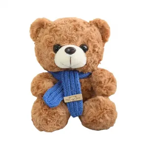 Плюшевый мишка в рождественской шапке с шарфом, плюшевая кукла, высота 22 см OU DI PIG, светло-коричневый