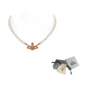 Латунное ожерелье с кристаллами Swarovski Pearl, золотистое, женское Vivienne Westwood